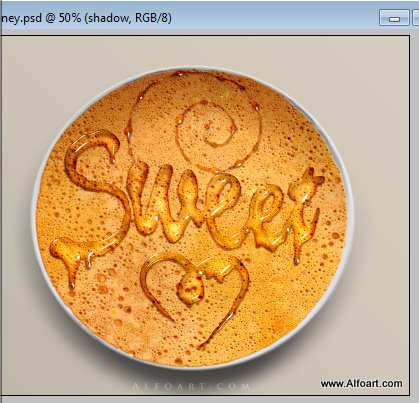 Honey leaking effect on the delicious pancake. Honey, sweet text effect, honey drops, realistic honey effect liquid honey, thin russian pancake.